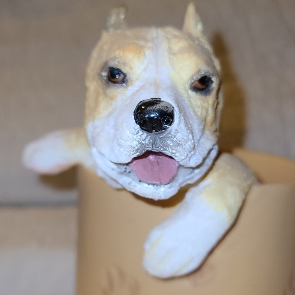 RARE Pit Bull pen/pencil holder HAND PAINTED 🎨 - Picture 2 of 5